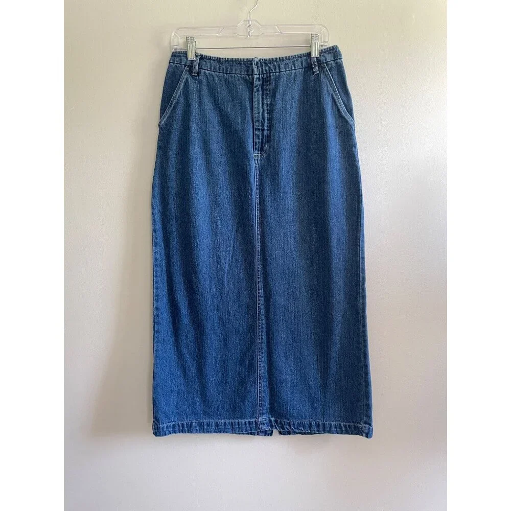 Kim Rogers Denim Midi Pencil Skirt Womens 6 Blue Jean 34
